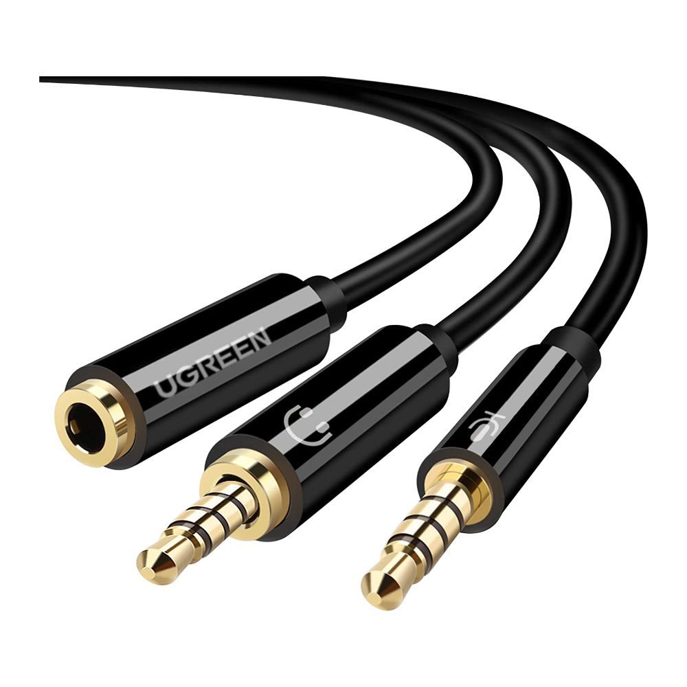 UGREEN 3.5mm Female to 2 Male Audio Cable Aluminum Case (Black)